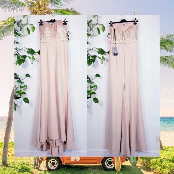 Maxi Long Dress‎ Medium Pink Sweetheart Sequins Evening Gown Prom JADORE 10 - Picture 1 of 12